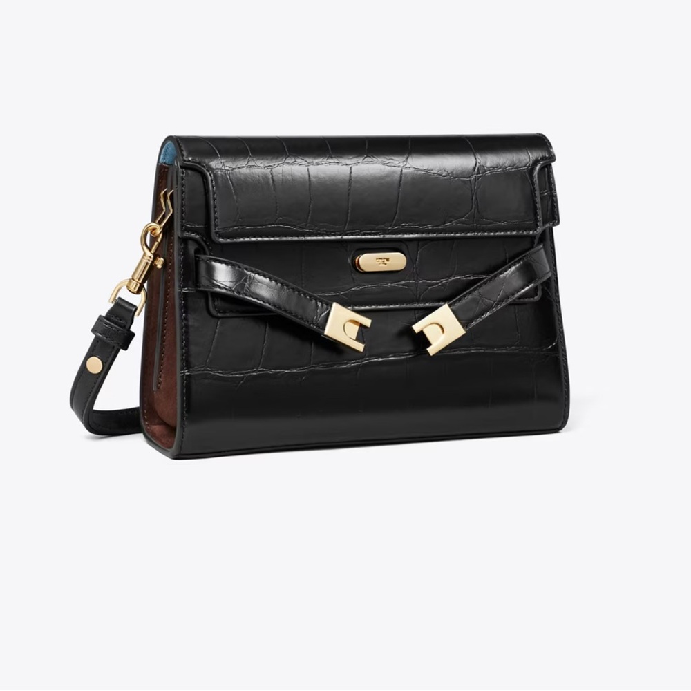 Tory Burch LEE RADZIWILL CROC-EMBOSSED SHOULDER BAG